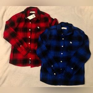 Set of TWO button-down Abercrombie plaid flannel shirts - NWT